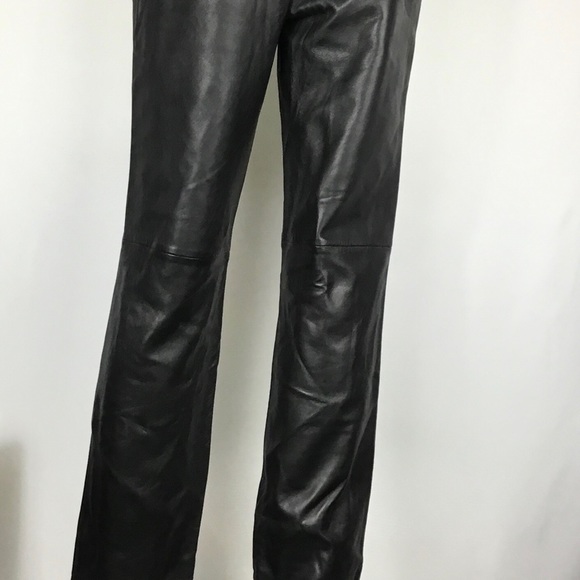 Real Clothes Leather Pant  Size 2 Black Lined Hi Waist Straight Leg Leather Lace - Picture 6 of 12